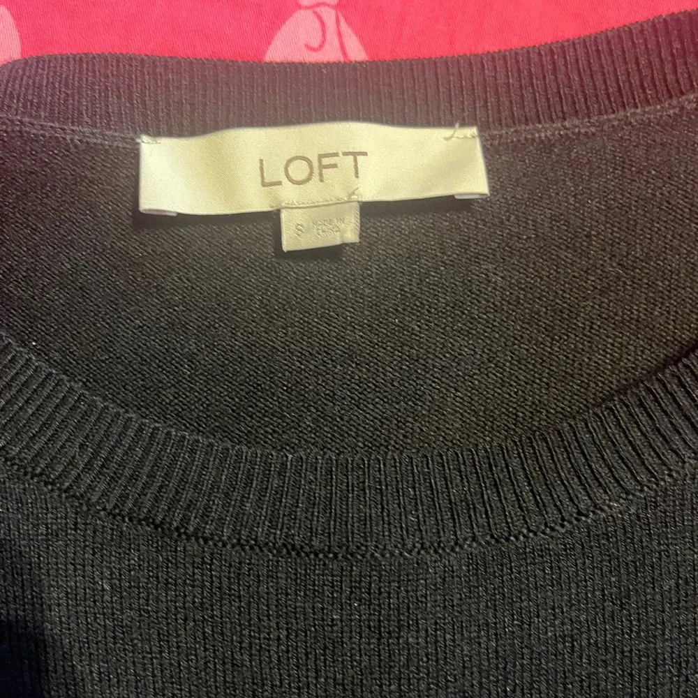 LOFT Black Sheath Dress with Cuffed Long Sleeves - Picture 2 of 3